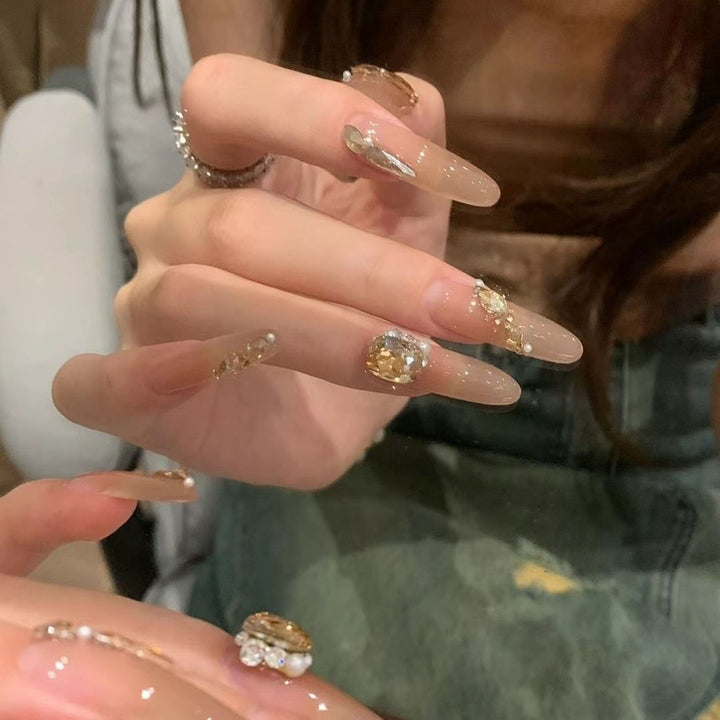 Luxury Rhinestone-Embellished Press-On Nail Art Kalsten
