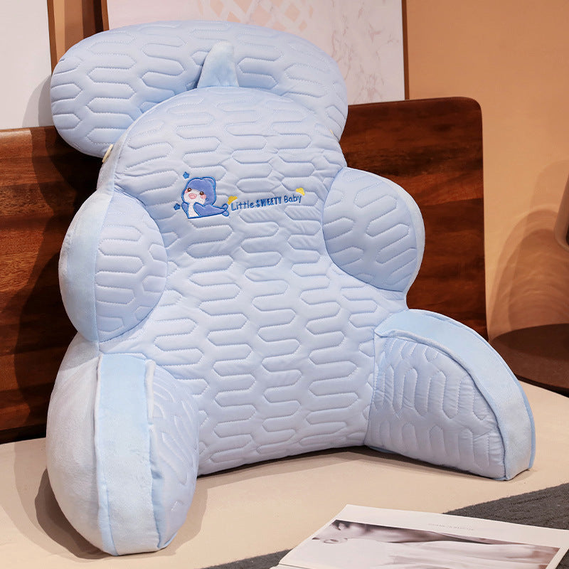 Ergonomic reading pillow with armrests, neck roll and non-slip cover