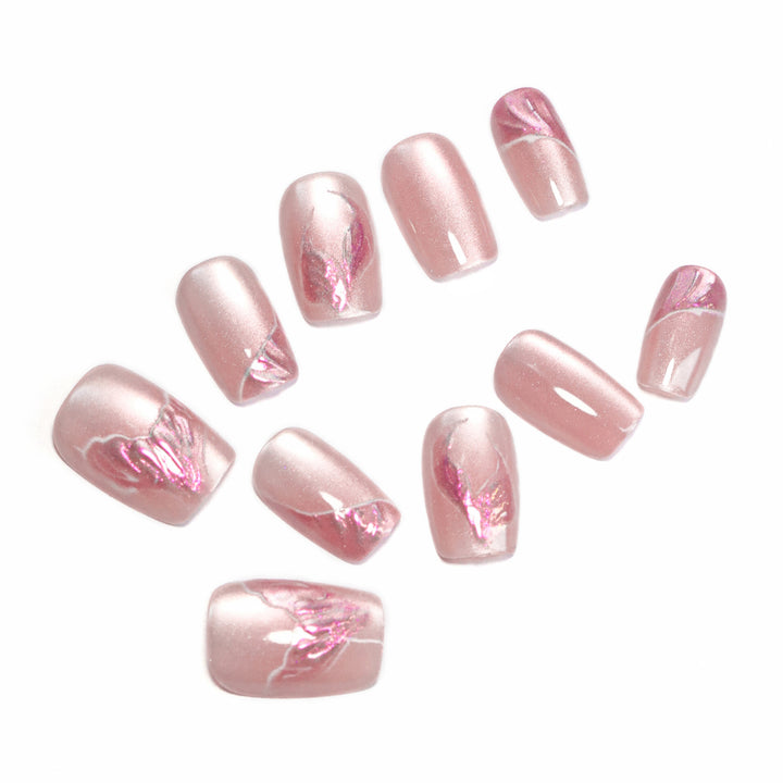 Artistic Artificial Nails with Elegant Floral Pattern Kalsten