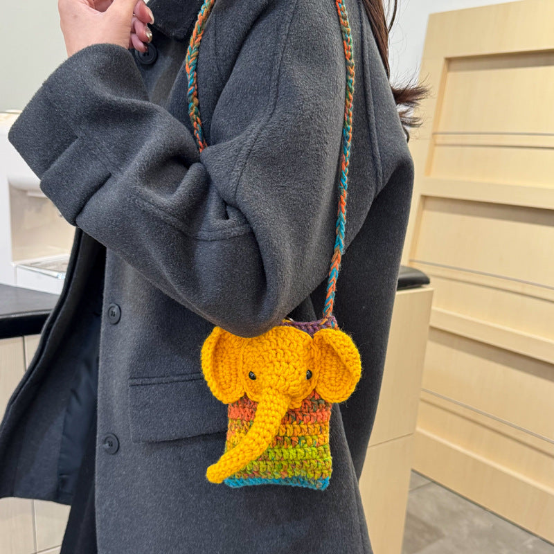 Elephant-Themed Crochet Mini Purse
