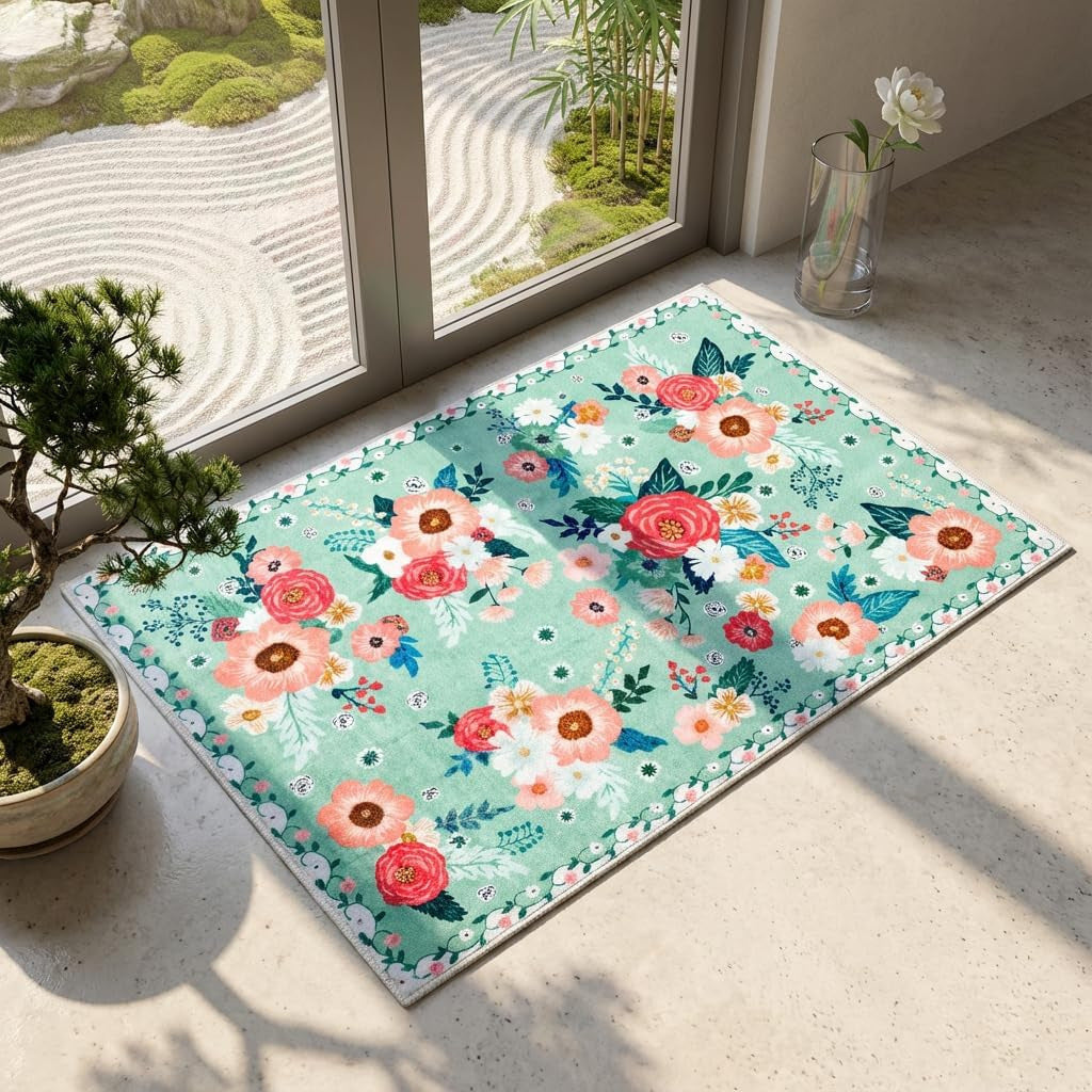 Decorative Botanical Print Area Mat for Home