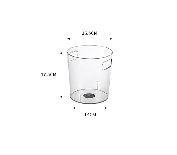 Slim acrylic trash can with integrated grip grooves and non-slip bottom