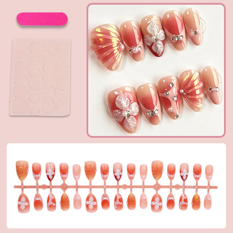 Acrylic Nail Set with Elegant 3D Flower Decorations and Glitter Accents Kalsten