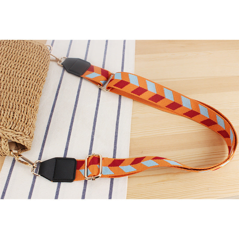 Woven Raffia Shoulder Bag with Decorative Shoulder Strap Kalsten