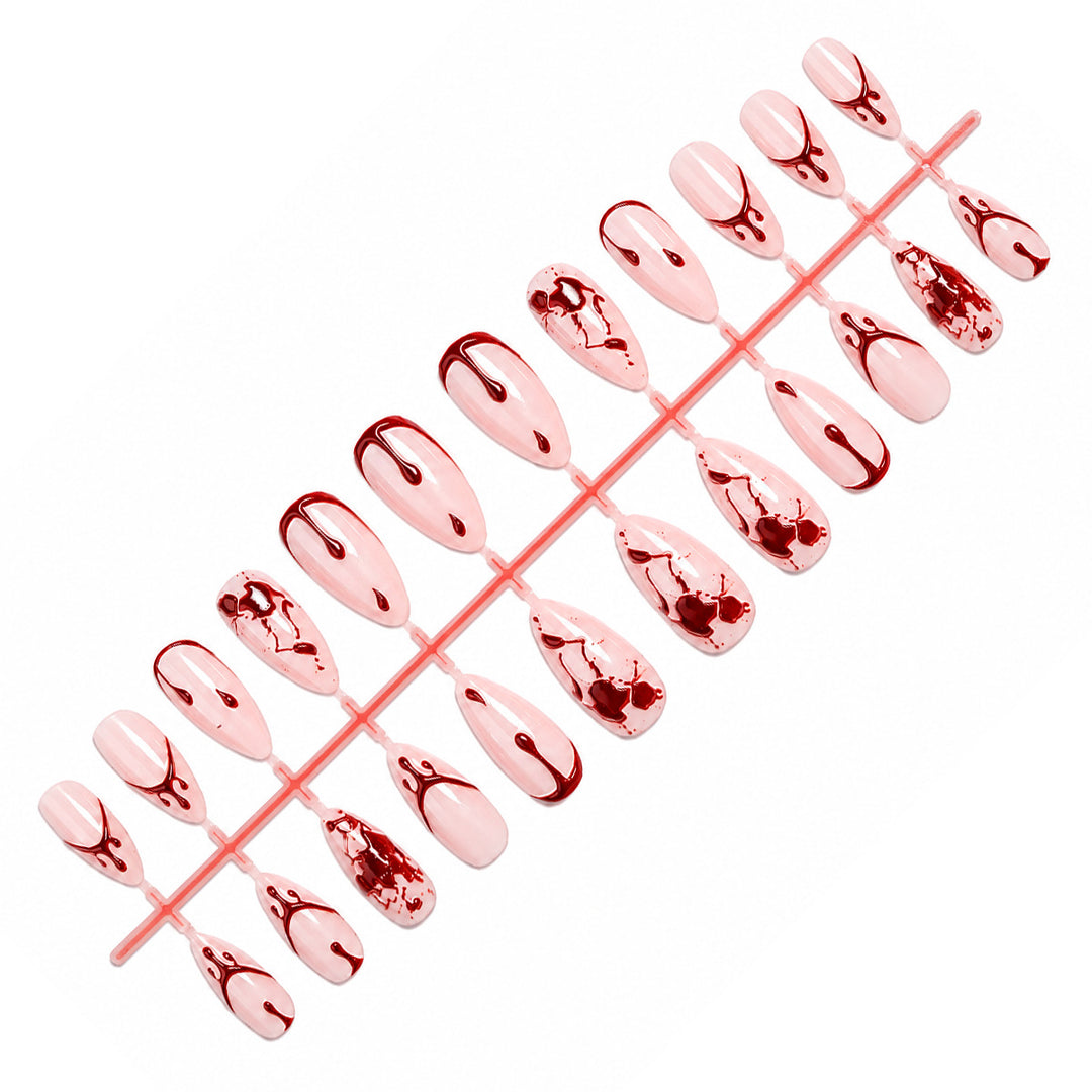 Artificial nail set with creative blood stain designs Kalsten