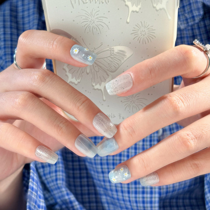 Decorative Gemstone and Floral Press-On Nails Kalsten