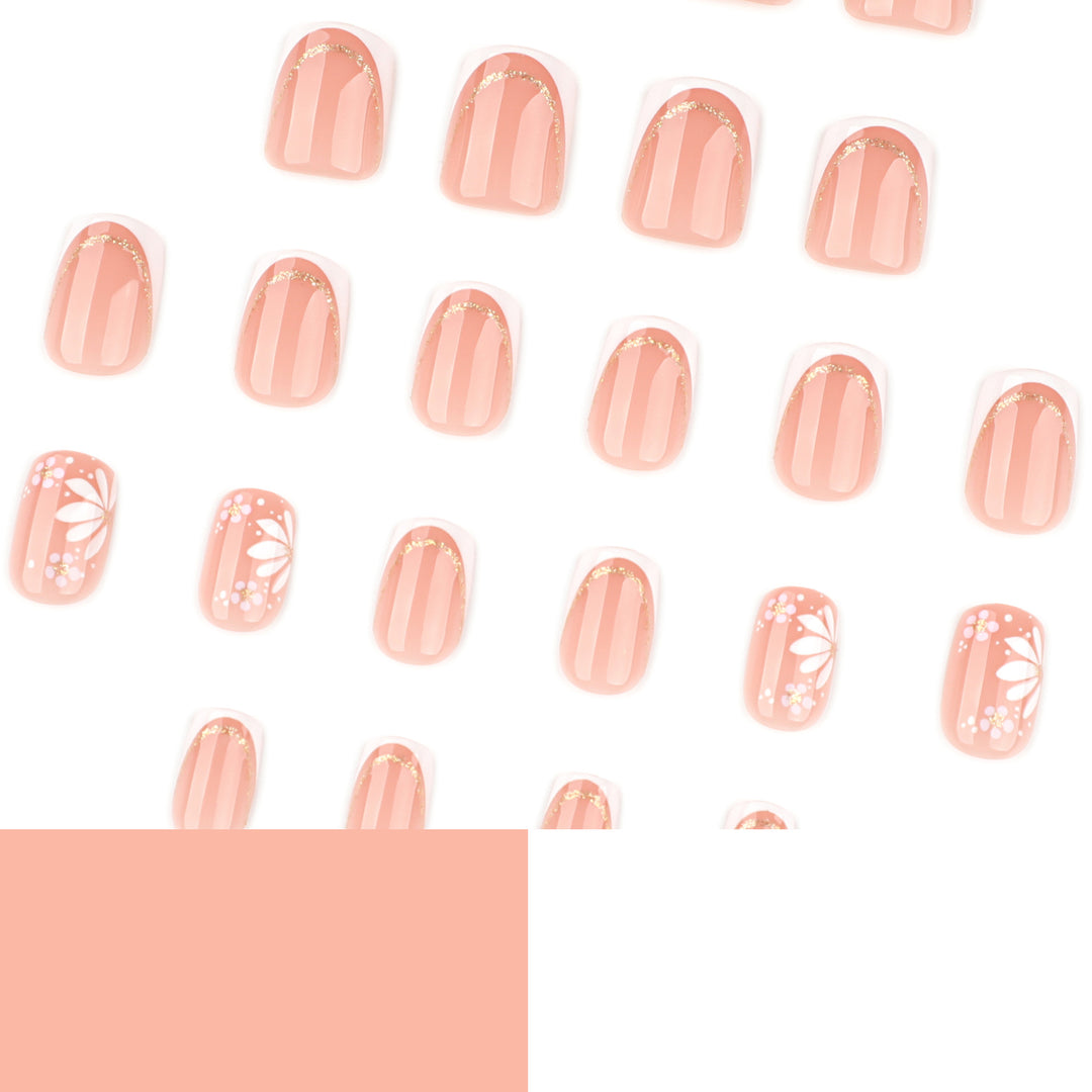 Artistic nail extensions with floral design and elegant accents Kalsten