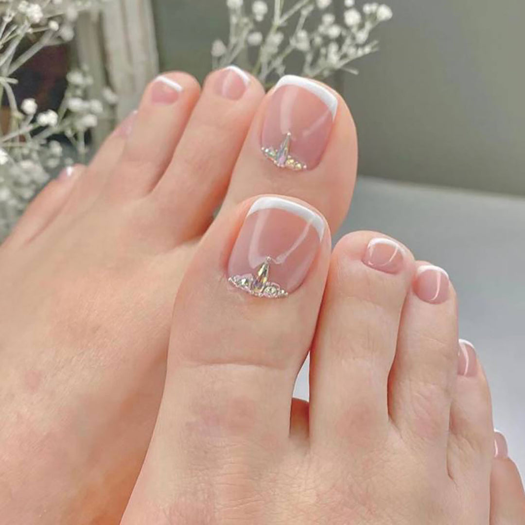 Elegant French Tip Pedicure Nail Art