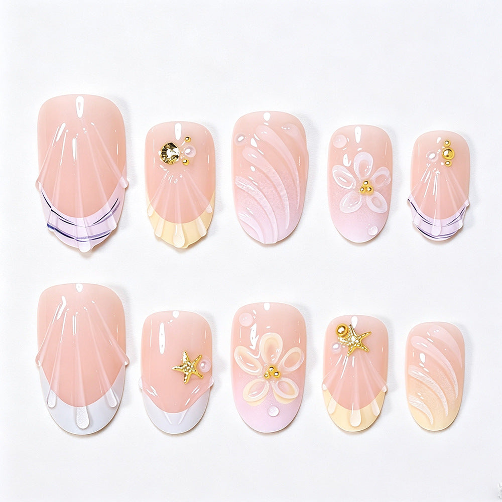 Artistic Floral Gel Nail Extensions Kalsten