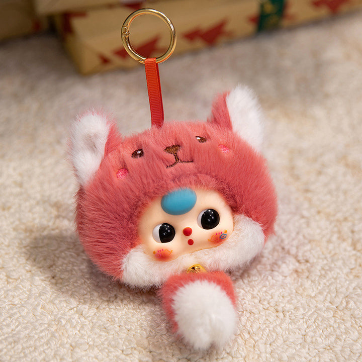 Bunny Plush Bag Charm with Bell and Collectible Resin Face Kalsten