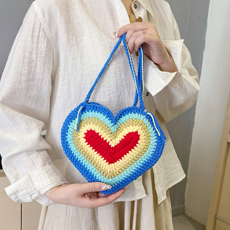 Crochet Heart-Shaped Mini Crossbody Bag