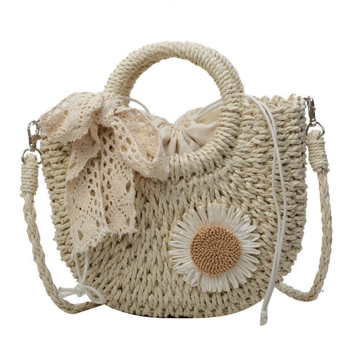 Handcrafted Woven Floral Accent Tote Bag