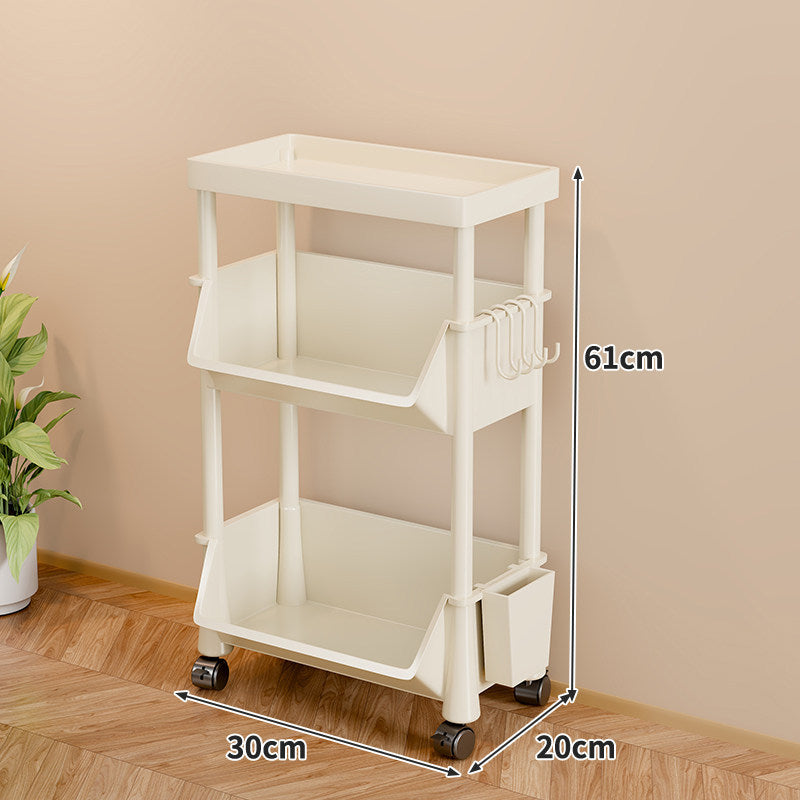 Slim Four-Tier Rolling Storage Cart with Stacking Open Bins