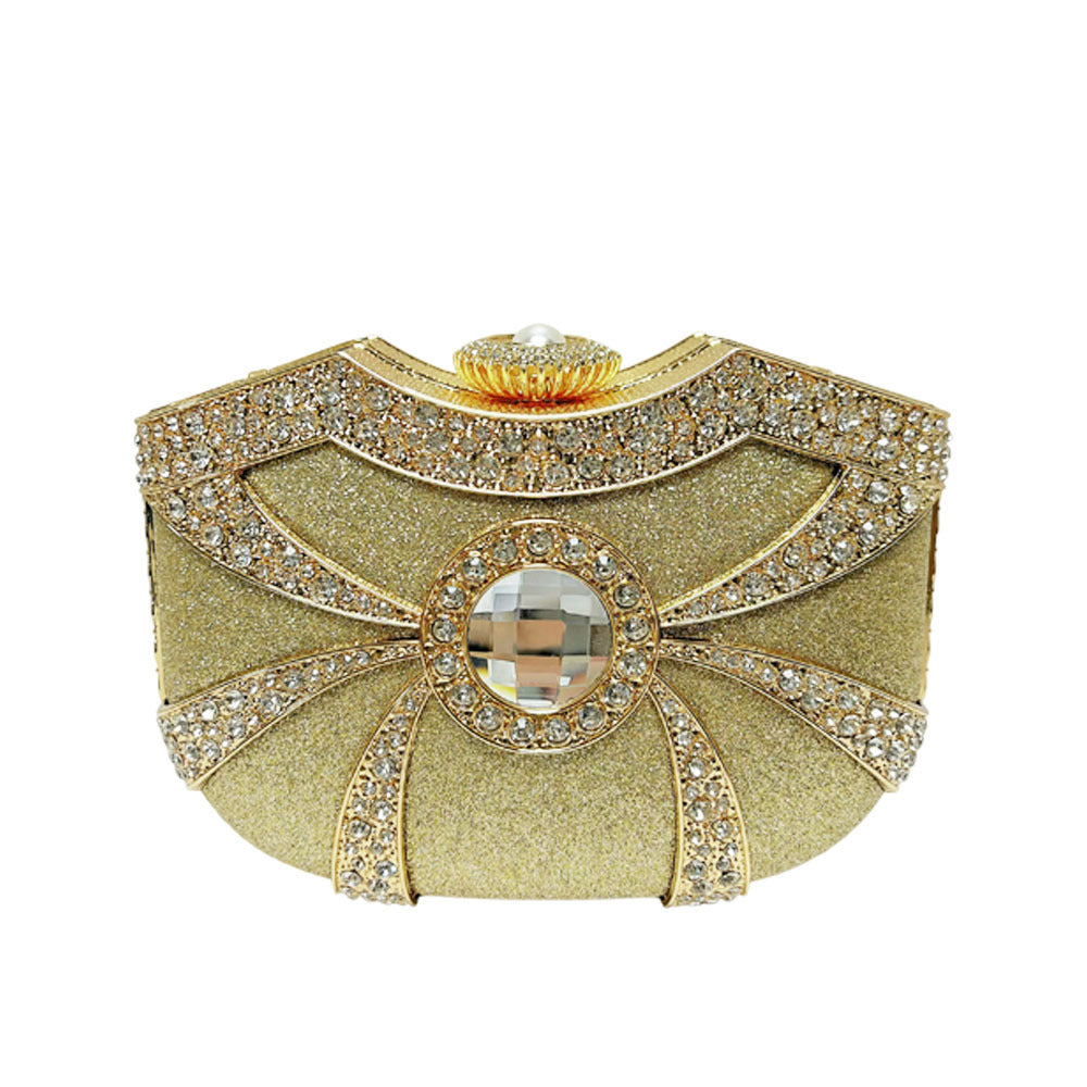 Decorative Rhinestone-Accented Evening Clutch