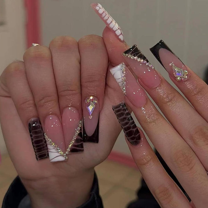 Glittery Stiletto Nail Extensions