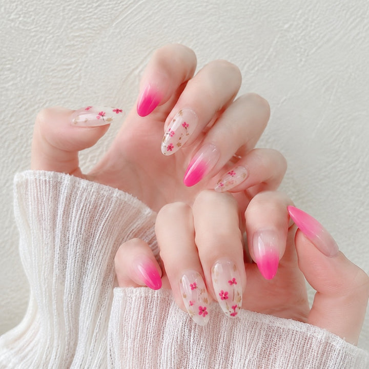 Artificial nails with delicate flower and ombre effect Kalsten