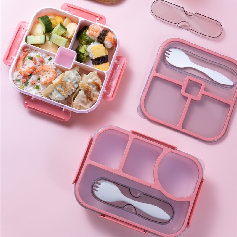 Multi-Compartment Insulated Food Container with Utensil Set