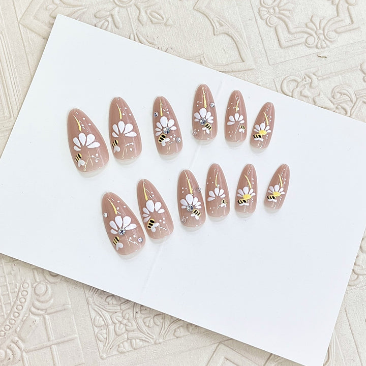 Artistic Floral Press-On Nail Tips Kalsten