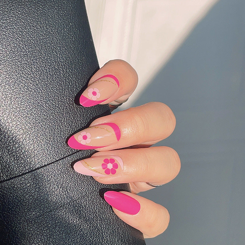 Artistic Floral Accent Stiletto Press-On Nails Kalsten