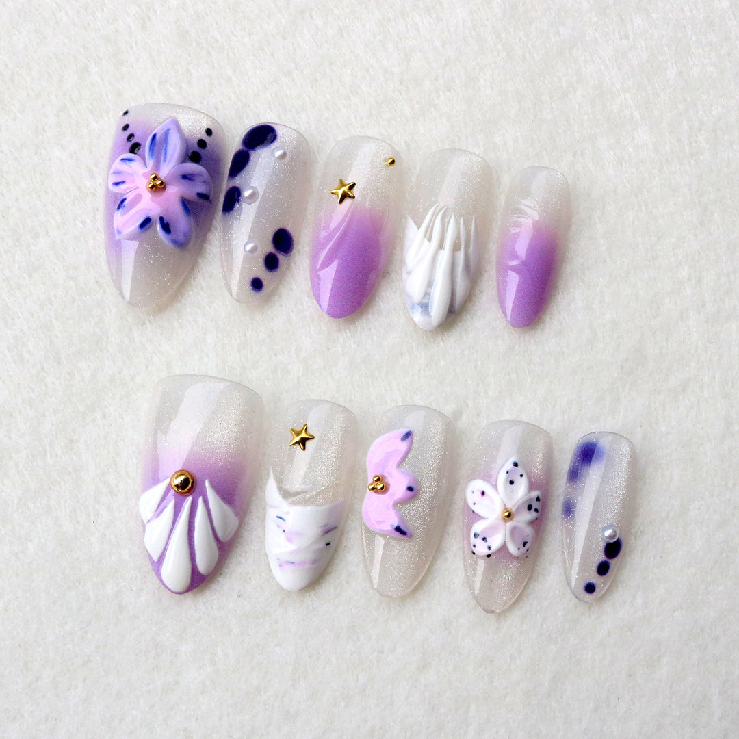 Floral 3D Design Press-On Nails