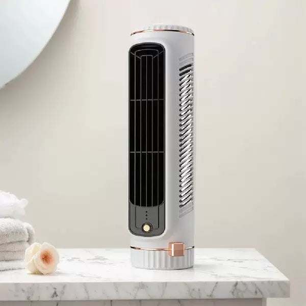 Unisex one size compact rechargeable personal cooling stand fan with adjustable vertical slats, multi-speed USB charging and decorative sticker set Kalsten