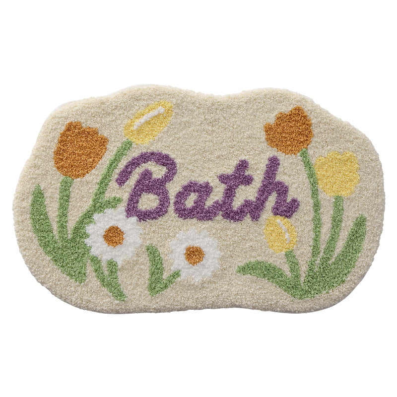 Textured Floral Bath Mat Kalsten