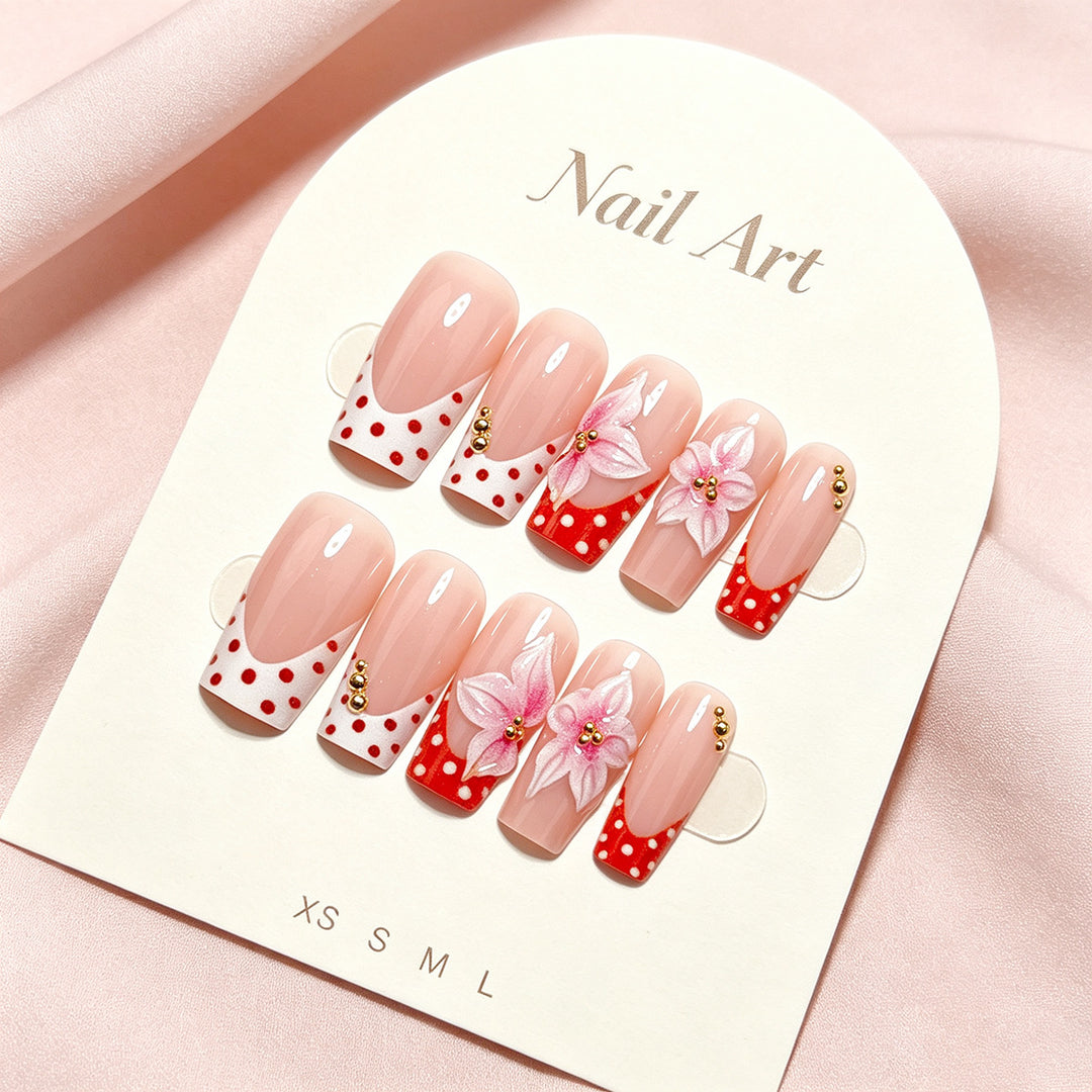 Artistic Floral Press-On Nail Set