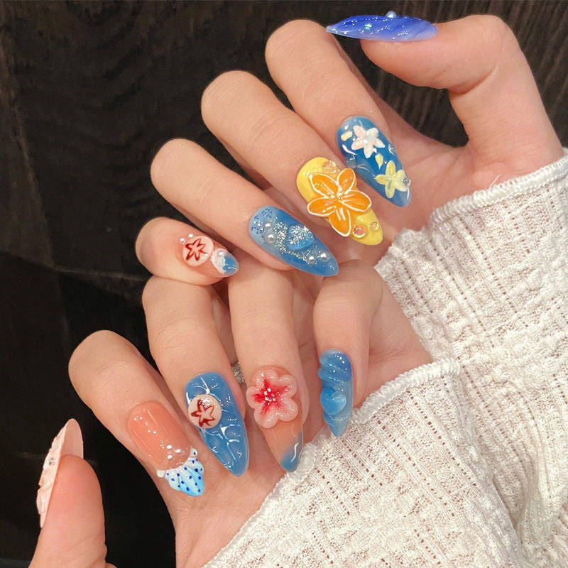 Decorative Floral Press-On Nail Art Kalsten