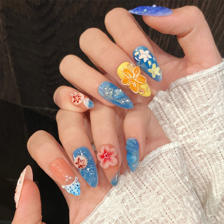 Decorative Floral Press-On Nail Art Kalsten