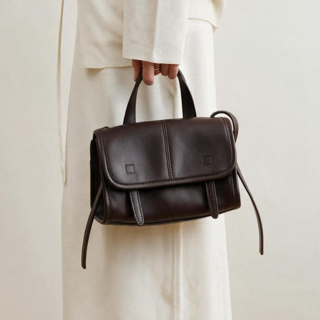 Structured Pebbled Top-Handle Flap Satchel Crossbody