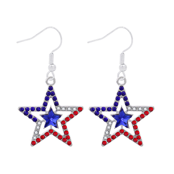 Women's lightweight star earrings with enamel flag design and fishhook Kalsten