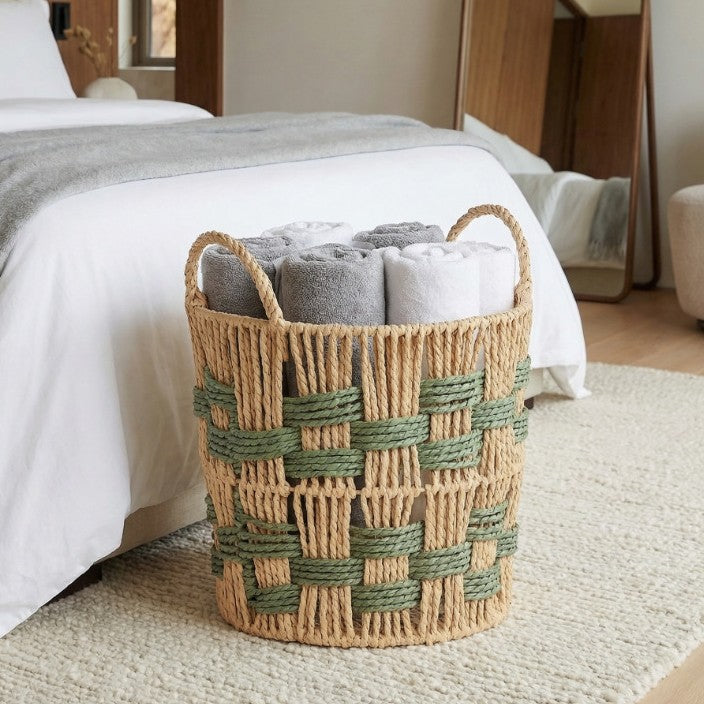 Decorative Woven Storage Basket with Geometric Pattern Kalsten