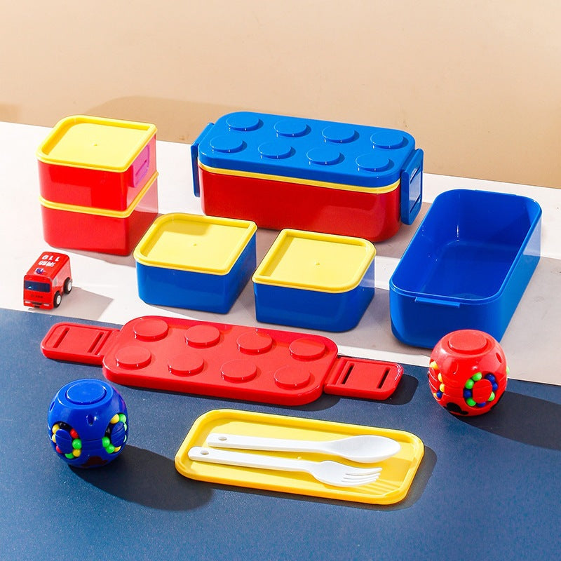 Multi-Compartment Creative LEGO-Inspired Lunch Box