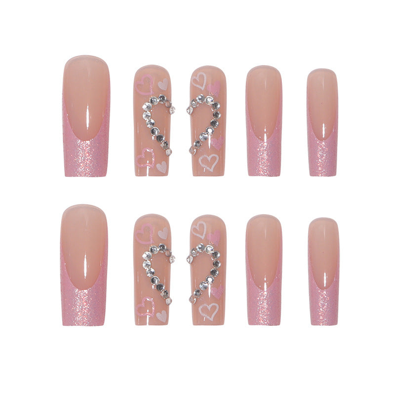 Decorative Press-On Nail Set with Heart Design Kalsten