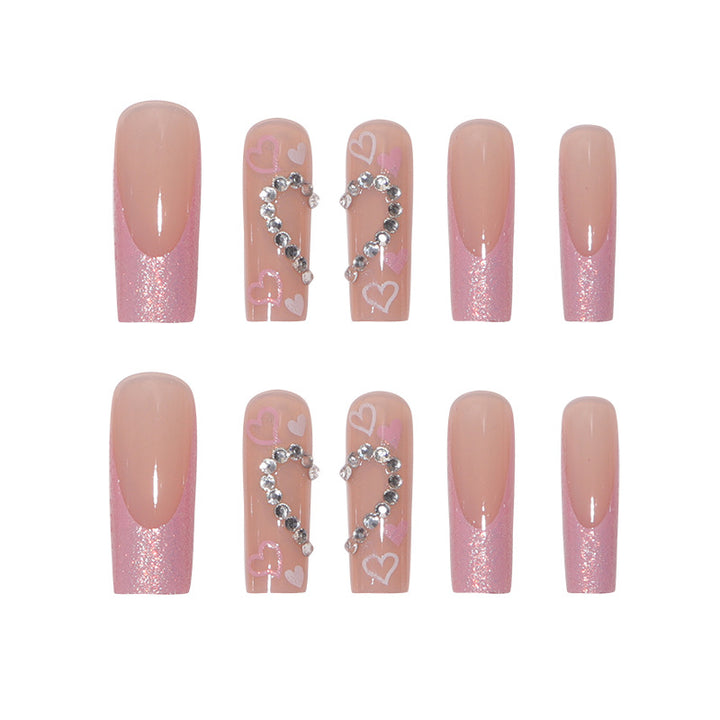Decorative Press-On Nail Set with Heart Design Kalsten