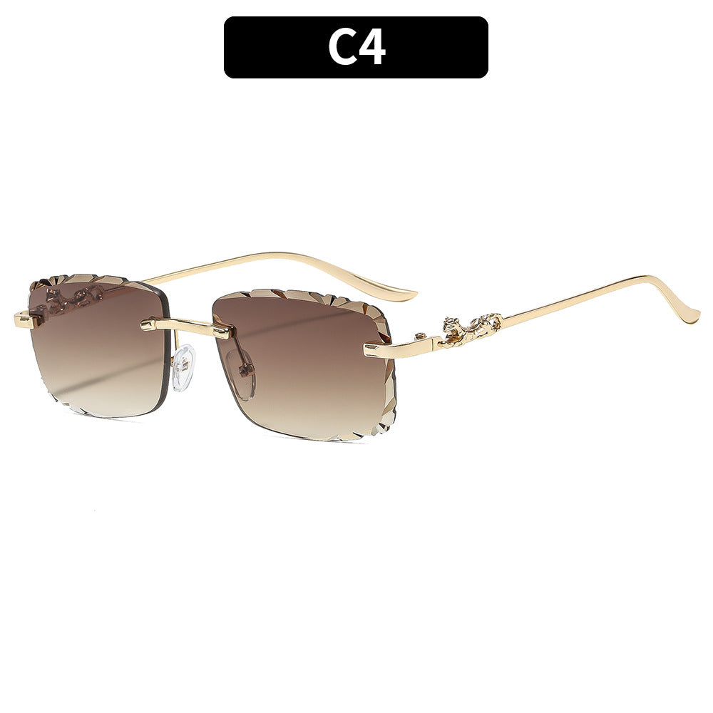 Elegant Floral-Accent Square Frame Sunglasses