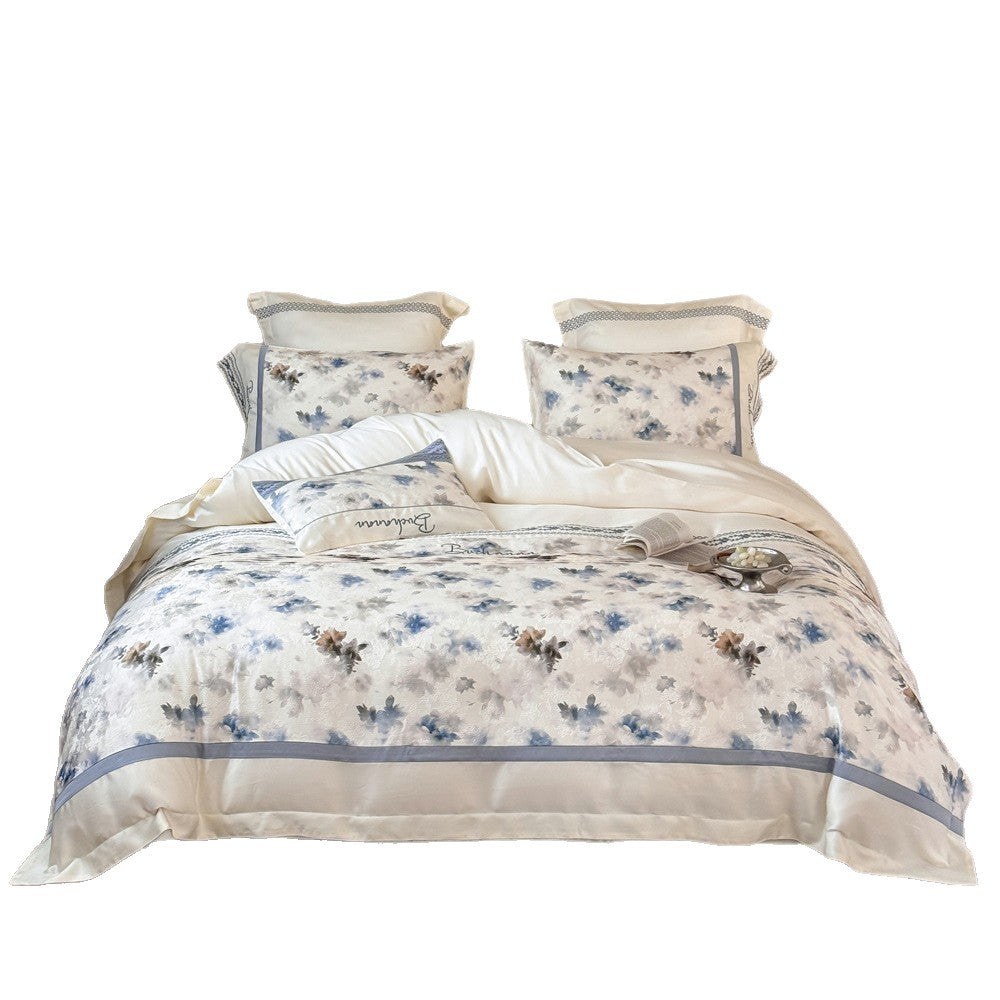 Bedding set with delicate butterfly print and reversible cover
