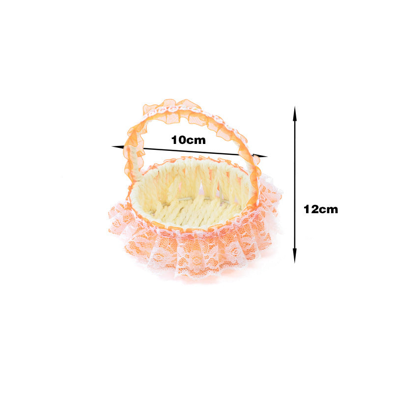 Decorative Lace Trim Woven Basket Kalsten