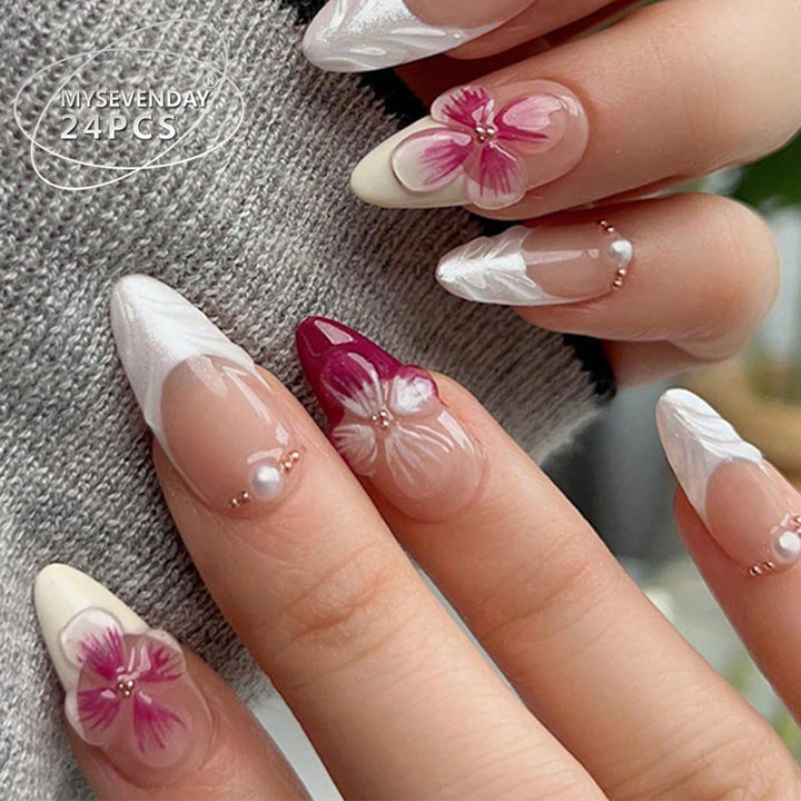 Floral Design Stiletto Press-On Nails Kalsten