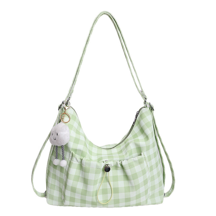 Gingham Print Slouchy Shoulder Bag