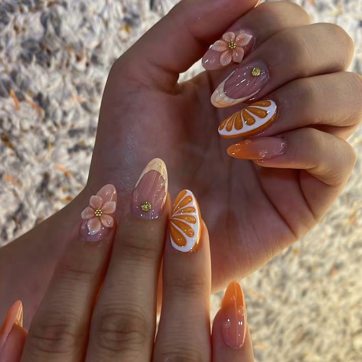Creative nail set with floral and fruit decorations Kalsten