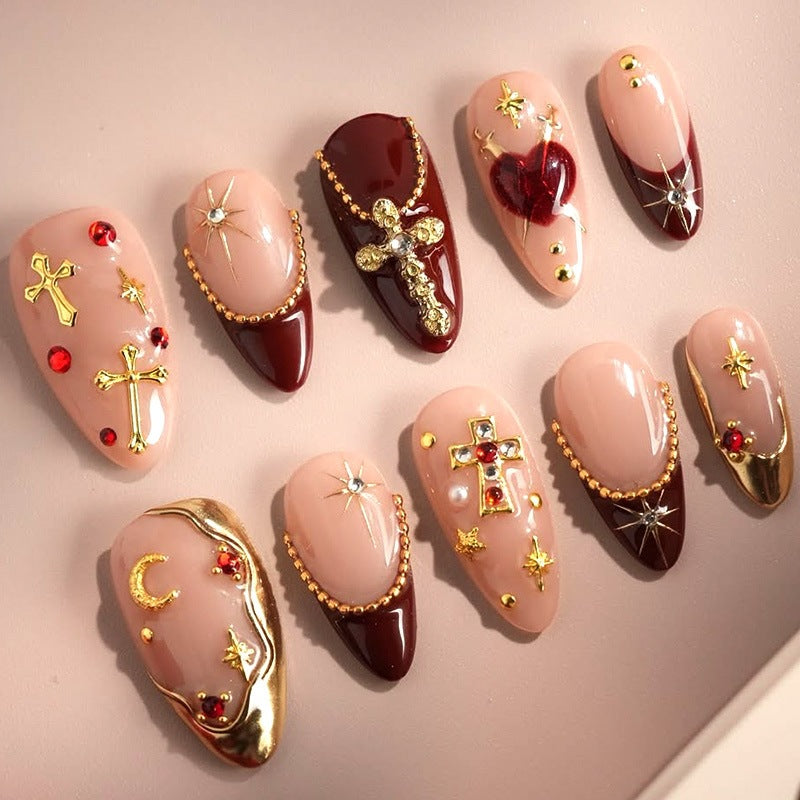 Acrylic nail set with glamorous design and luxurious accents Kalsten
