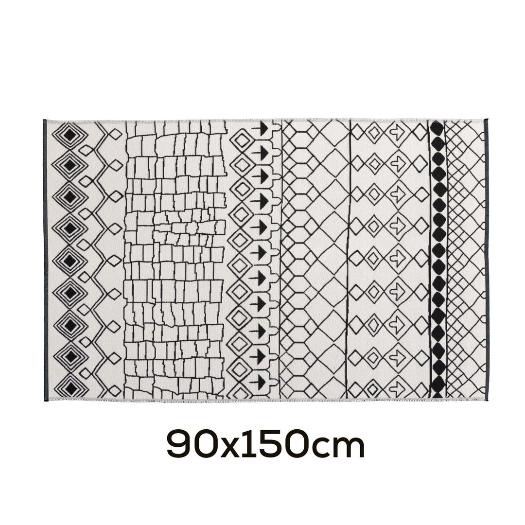 Modern flat-woven carpet runner with abstract geometric design