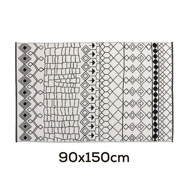 Modern flat-woven carpet runner with abstract geometric design