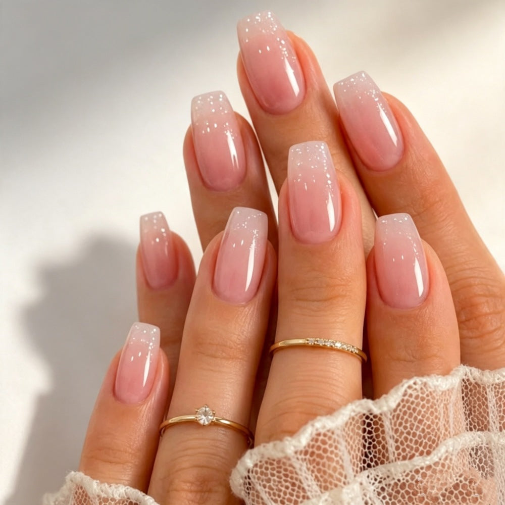 Glossy Ombre Square Press-On Nails