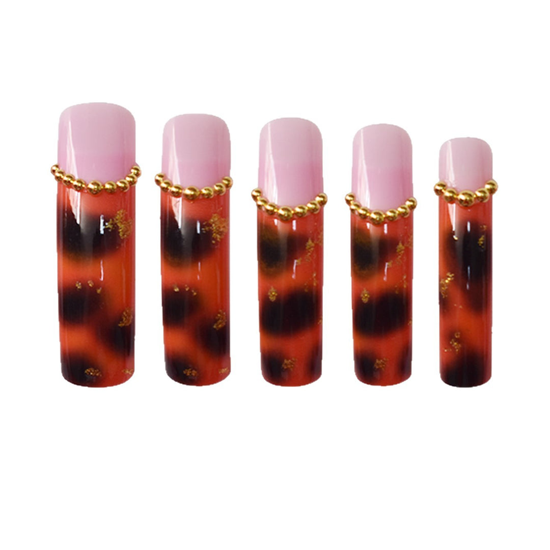 Intricate Tortoise Shell Acrylic Nail Extensions Kalsten