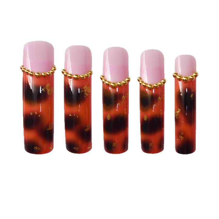 Intricate Tortoise Shell Acrylic Nail Extensions Kalsten