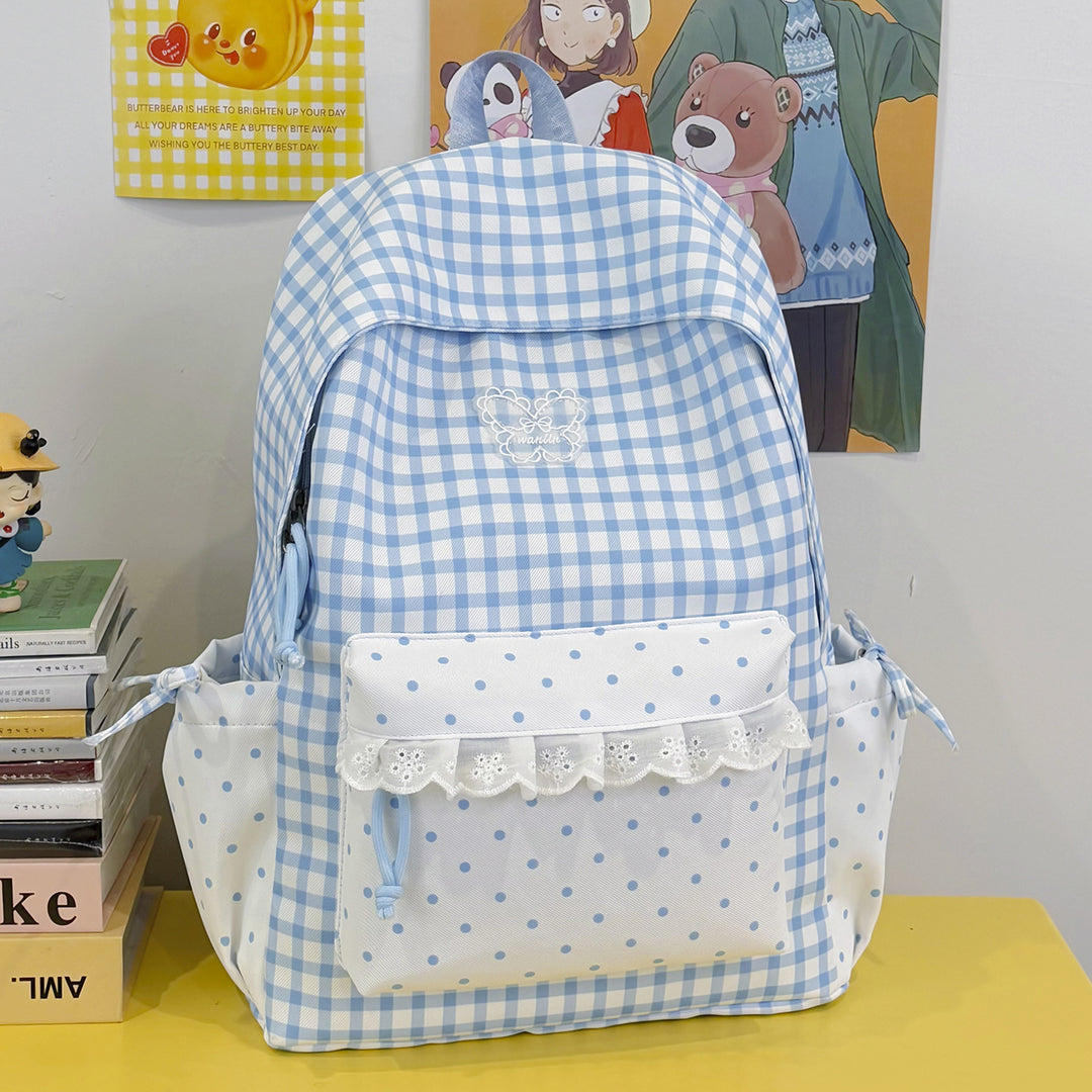 Fun Gingham Patterned Backpack Kalsten