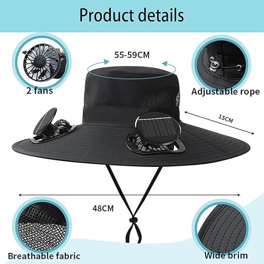 Outdoor sun hat with wide brim, integrated ventilation, UV protection, and chin strap Kalsten