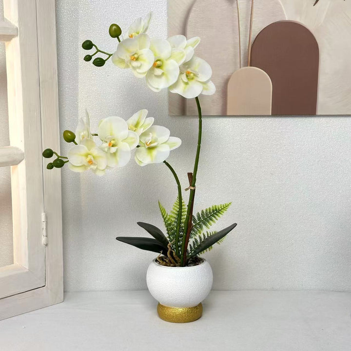 Elegant Faux Orchid Pot Arrangement